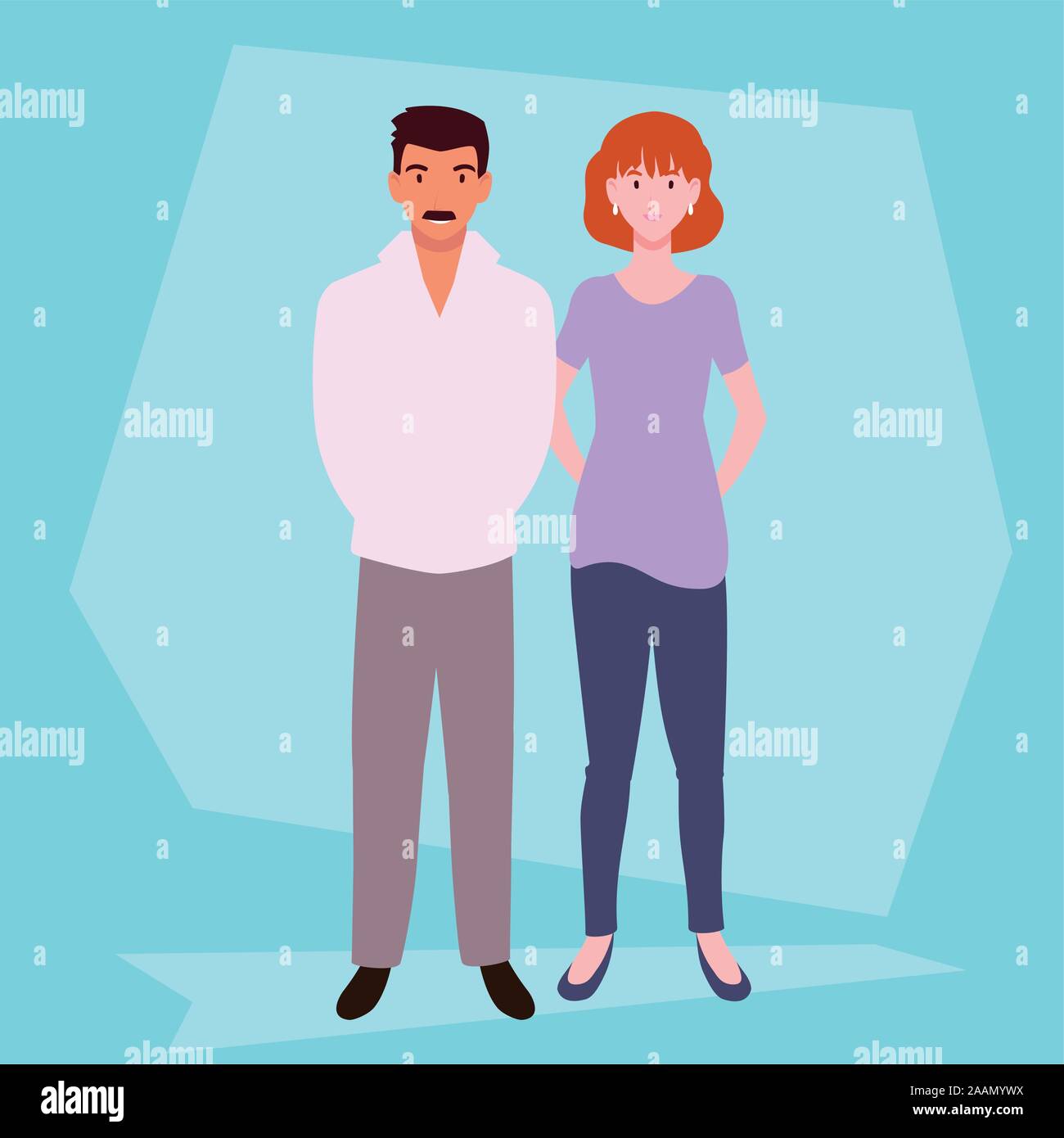 couple of people smiling standing vector illustration design Stock ...