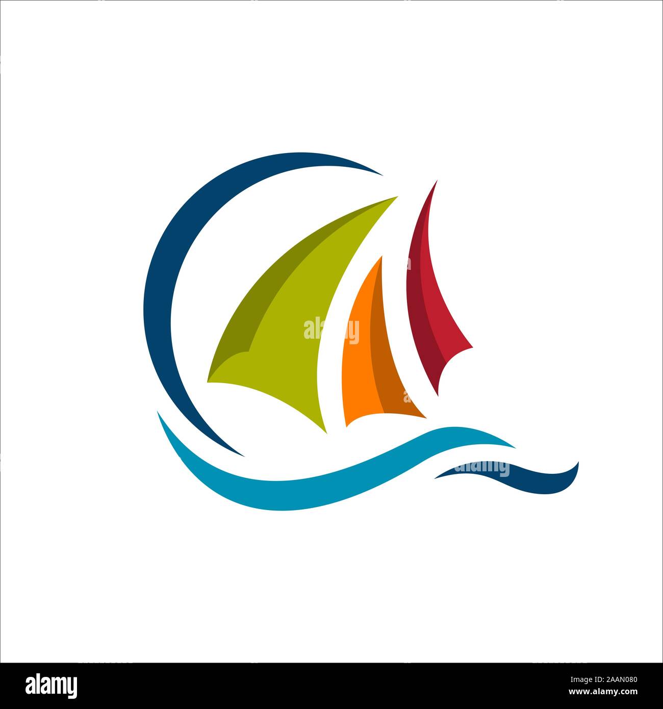 ship boat logo design vector. sailing yacht on the water wave template concept Stock Vector