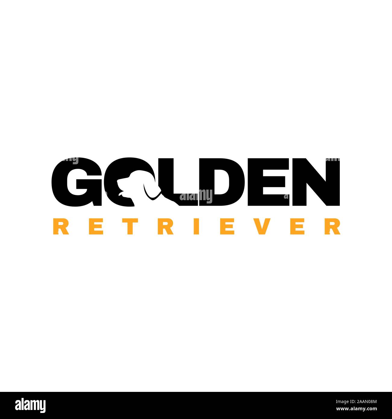silhouette of golden retriever dog logo vector. stylish golden retriever letter with dog head element design concept Stock Vector
