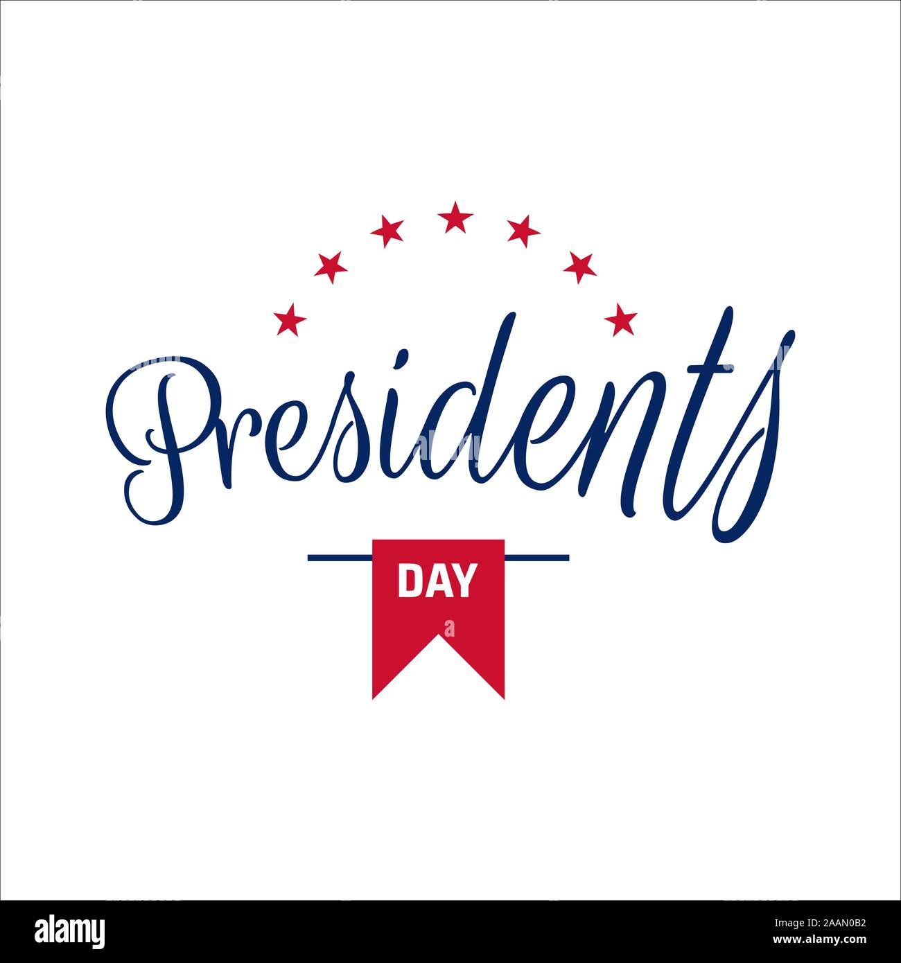 Happy Presidents Day text lettering for Presidents day in USA vector illustration graphic design. US President celebration calligraphic hand drawn des Stock Vector