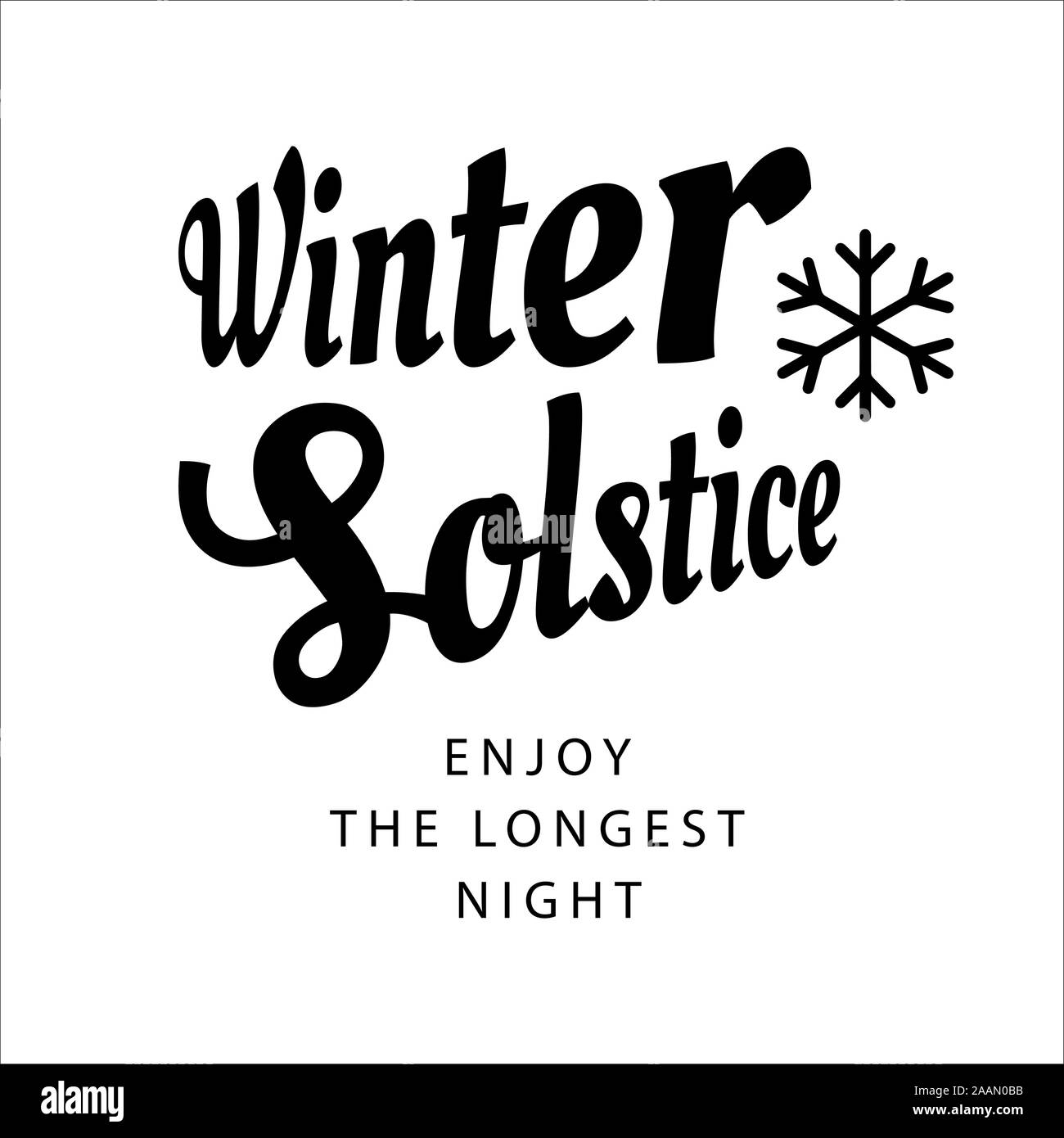 winter soltice lettering vector typography. hand drawn calligraphy winter soltice enjoy the longest night letter for background poster banner. isolate Stock Vector