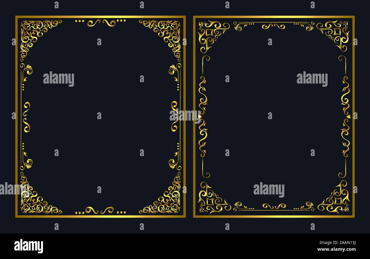 set of elegant golden ornamental frames Stock Vector Image & Art - Alamy
