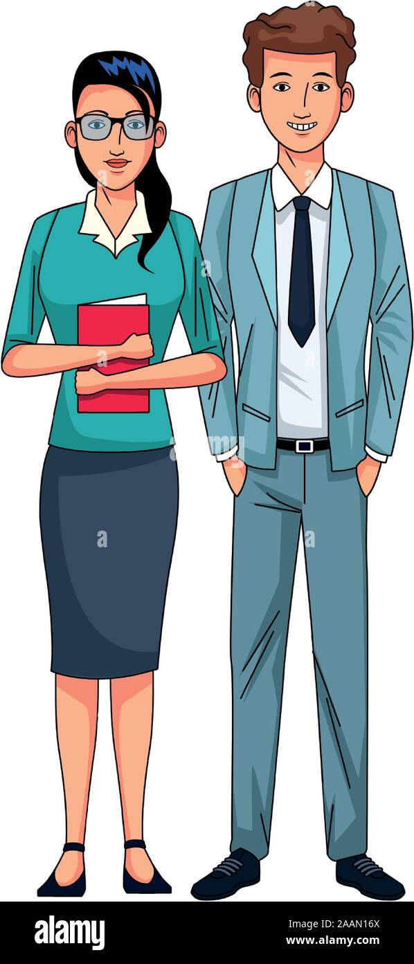 avatar business young woman and man icon Stock Vector Image & Art - Alamy