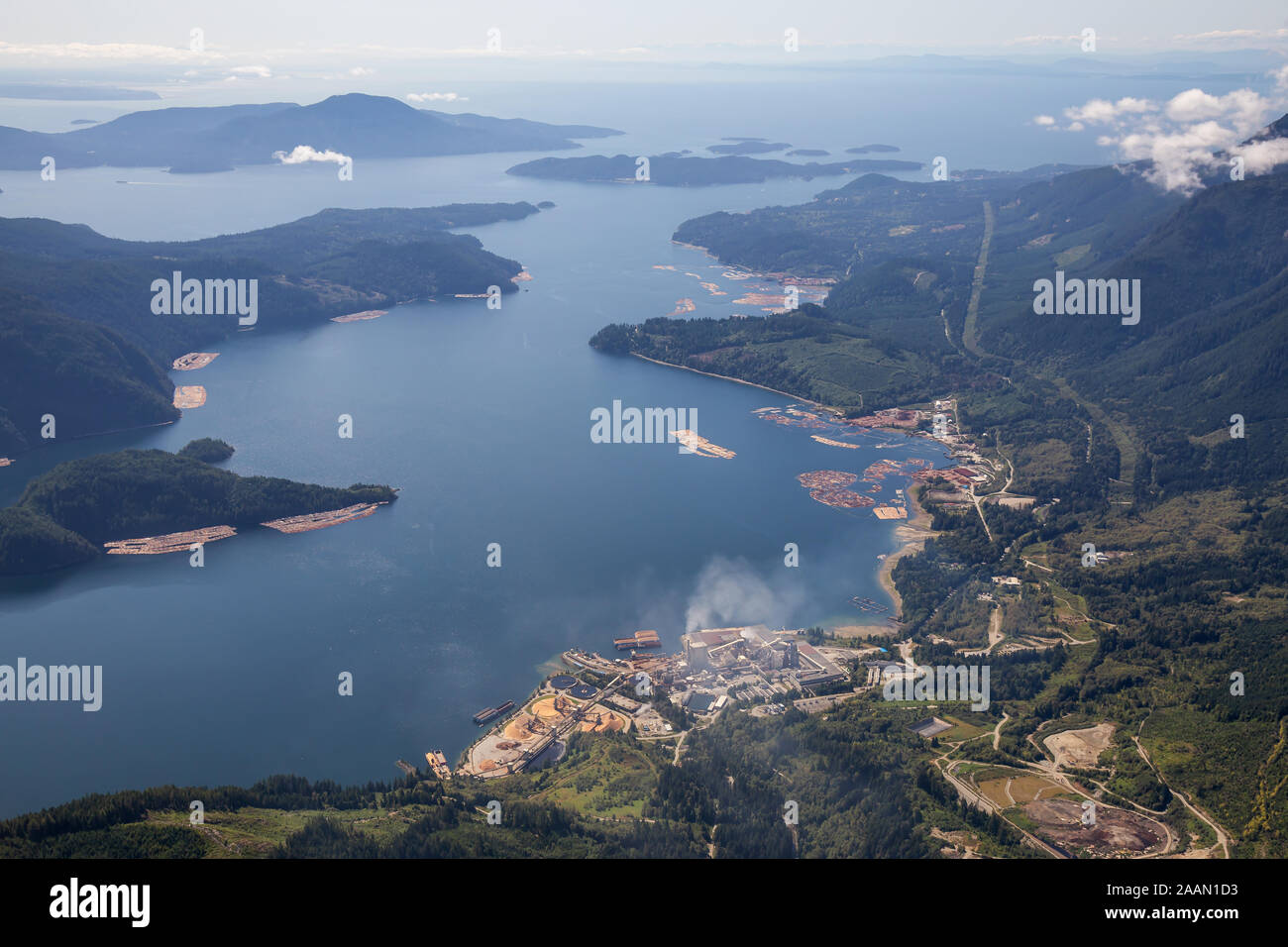 Aerial View of an Industrial Site in Howe Sound during a sunny summer