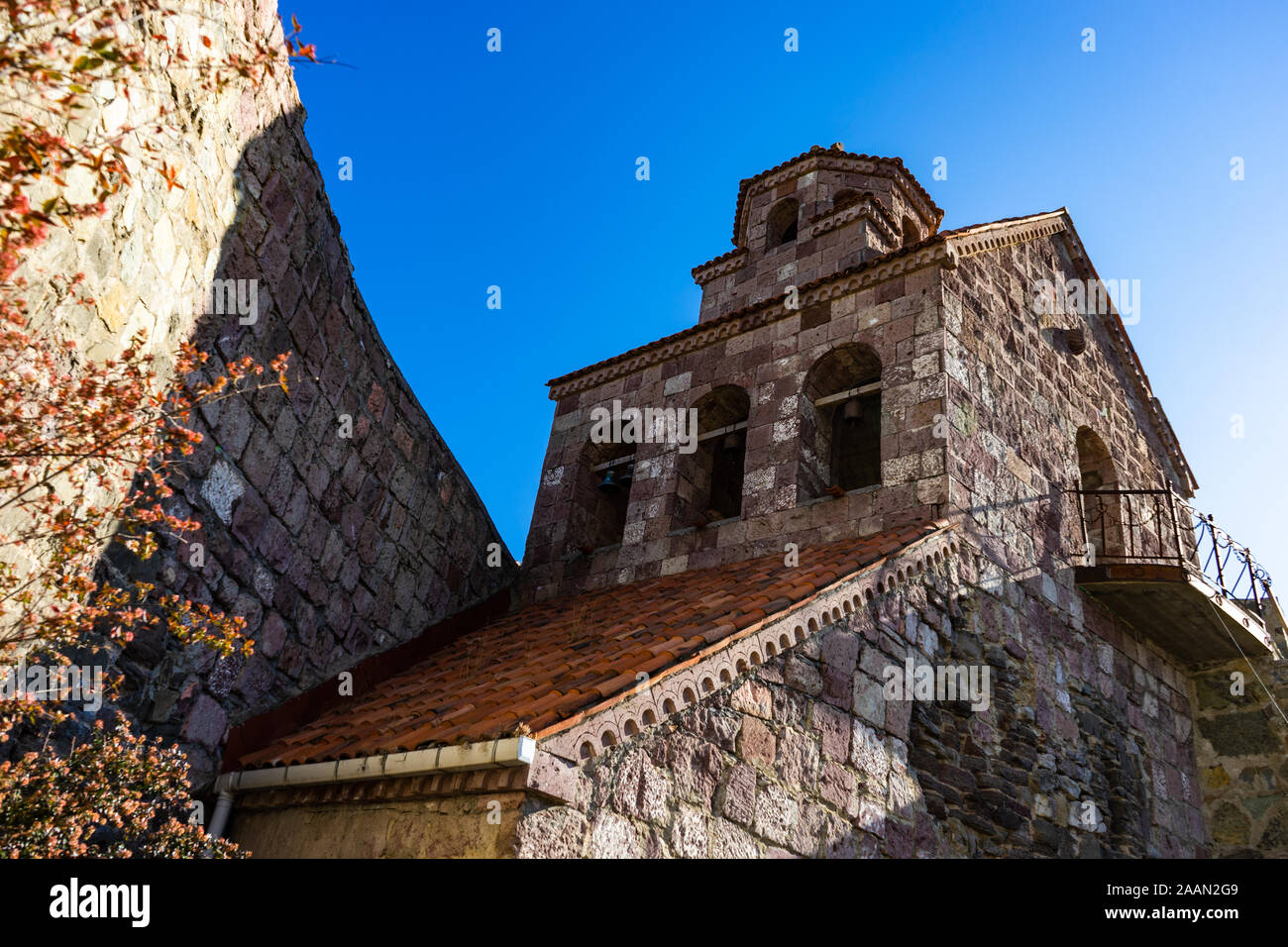 18 NOVEMBER 2019, GEORGIA: Inner yard in famous man monastery Mzovreti ...