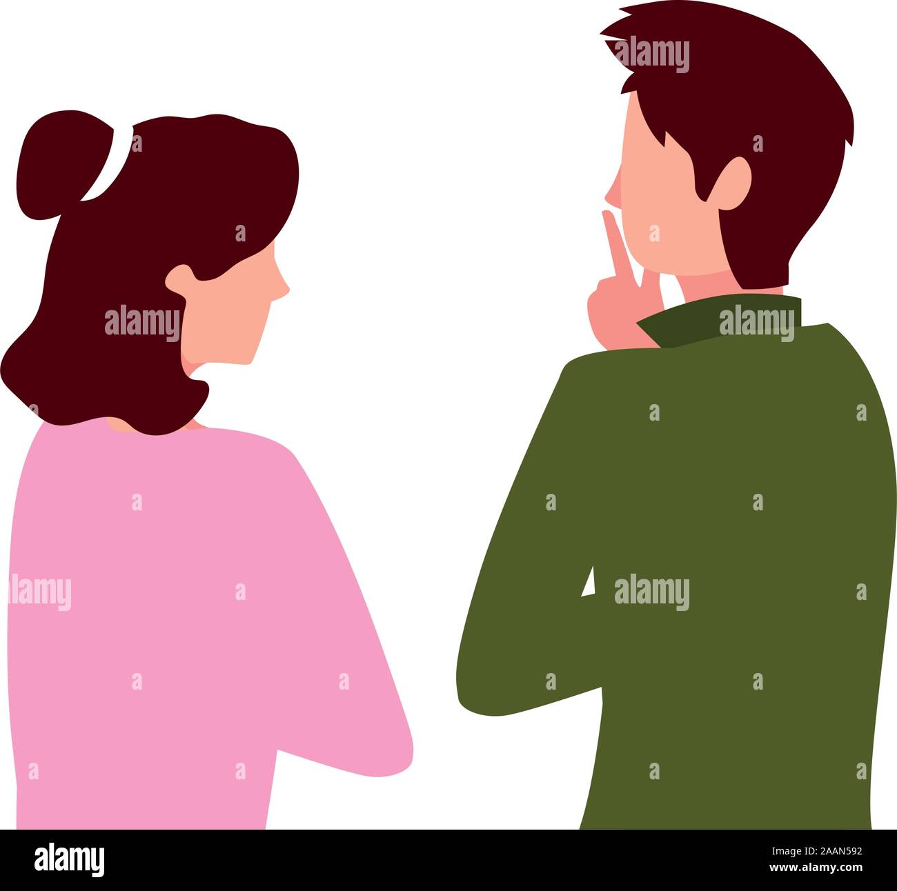 Couple Of People In Back Position On White Background Vector