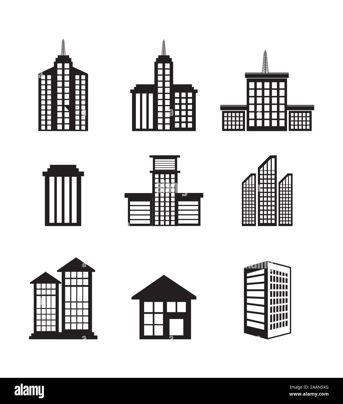 bundle buildings facade isometric icons Stock Vector Image & Art - Alamy
