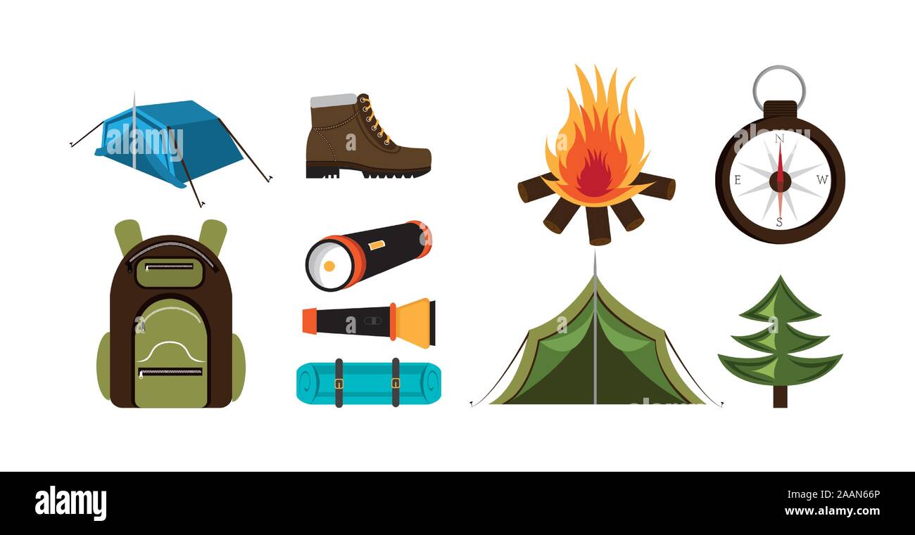 bundle equipment camping set icons Stock Vector Image & Art Alamy