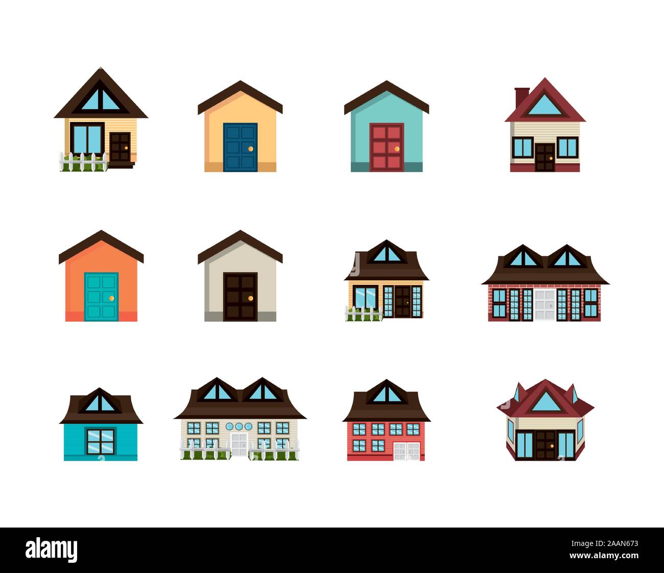 bundle house facade isometric icons Stock Vector Image & Art Alamy