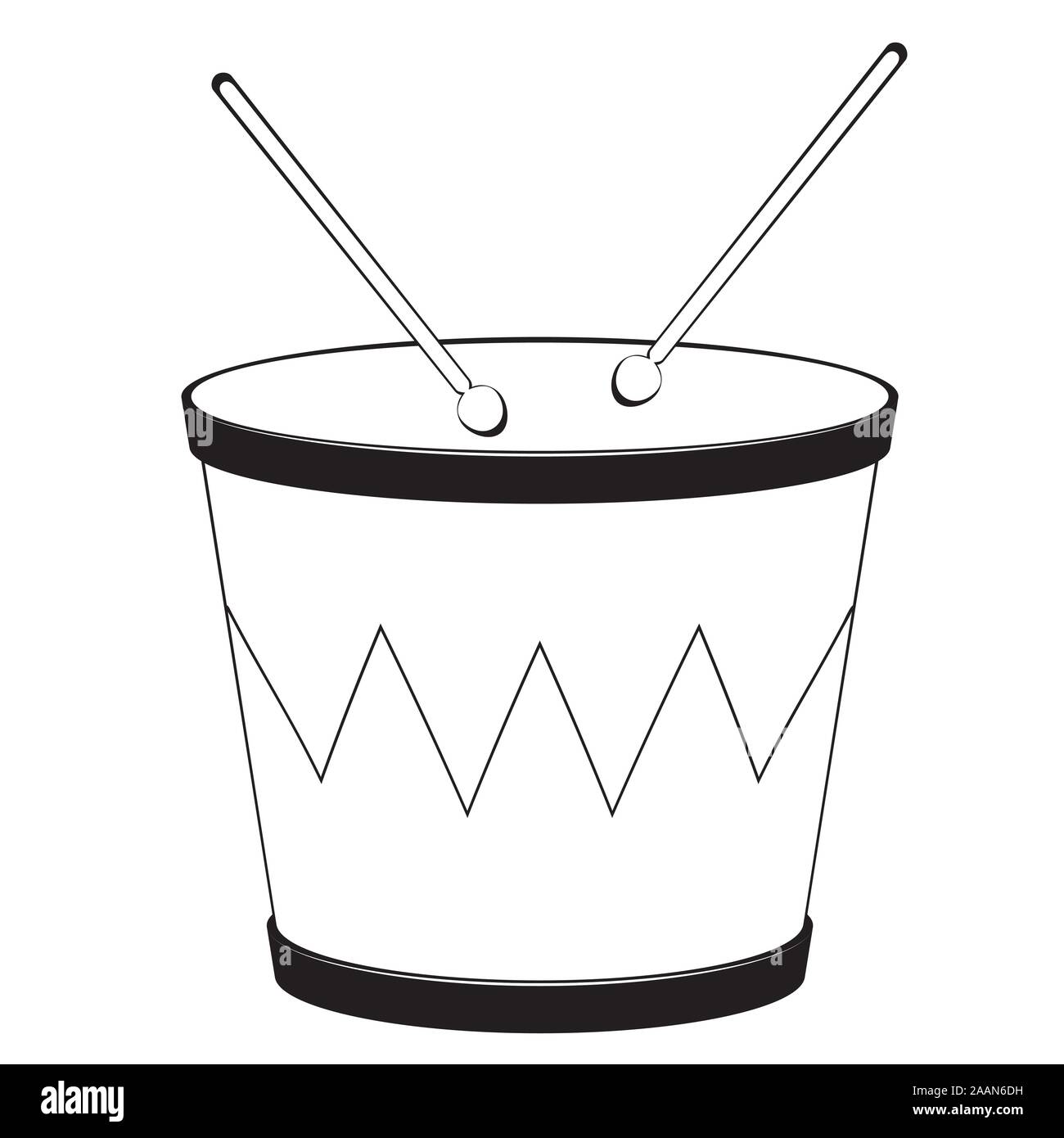 Music instrument drum with drumsticks in black and white design Stock ...