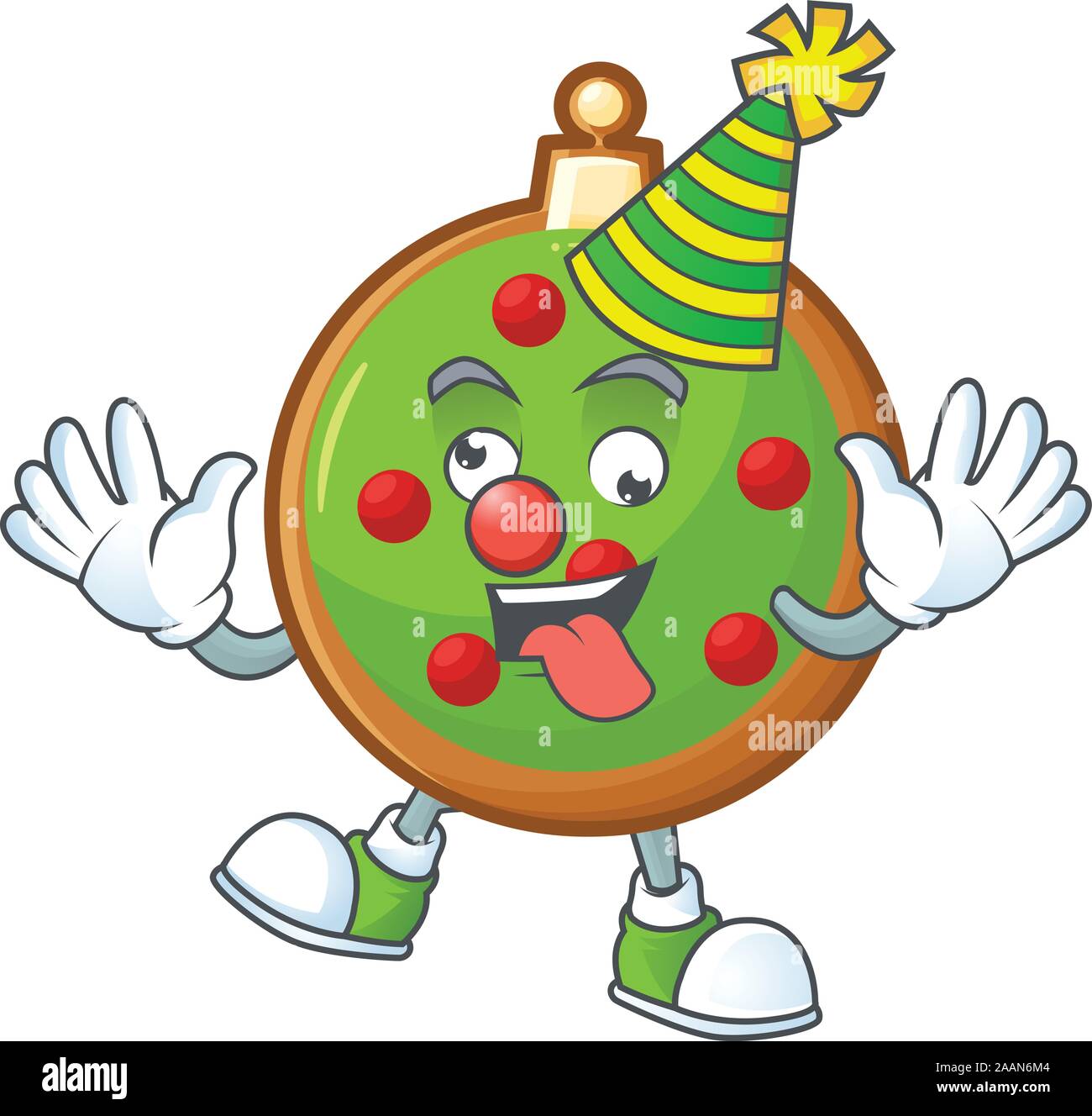 Mascot a clown in christmas ball cartoon. Stock Vector