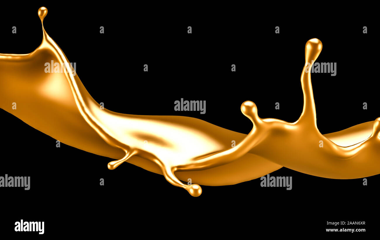 Splash gold black background. 3d rendering 3d illustration Stock Photo ...