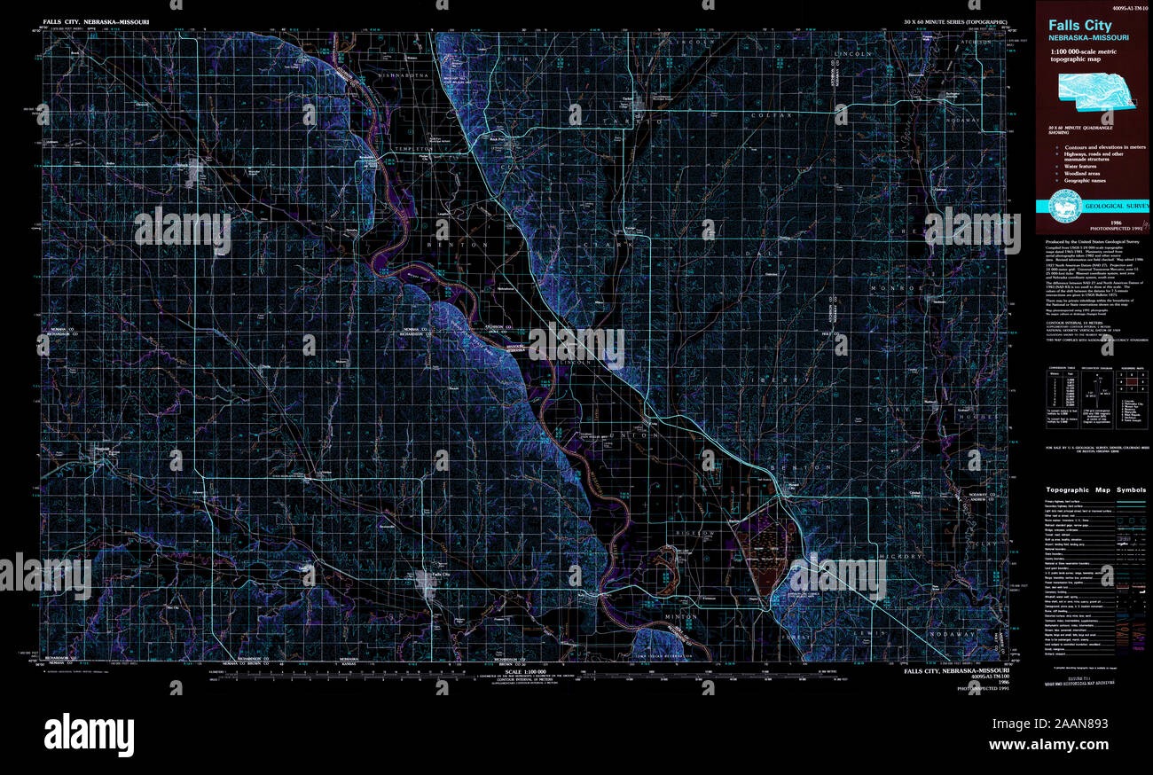 Falls city nebraska map hires stock photography and images Alamy