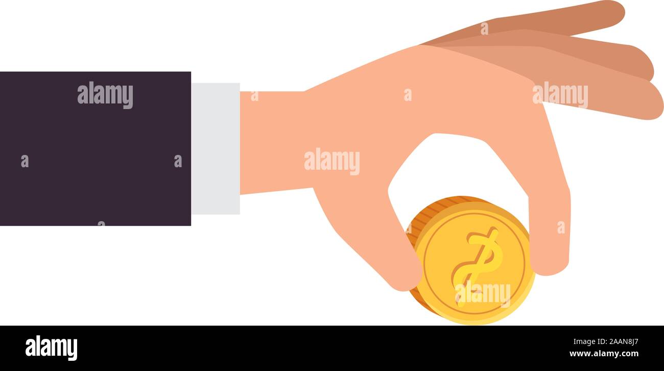 hand with coin money isolated icon Stock Vector Image & Art - Alamy