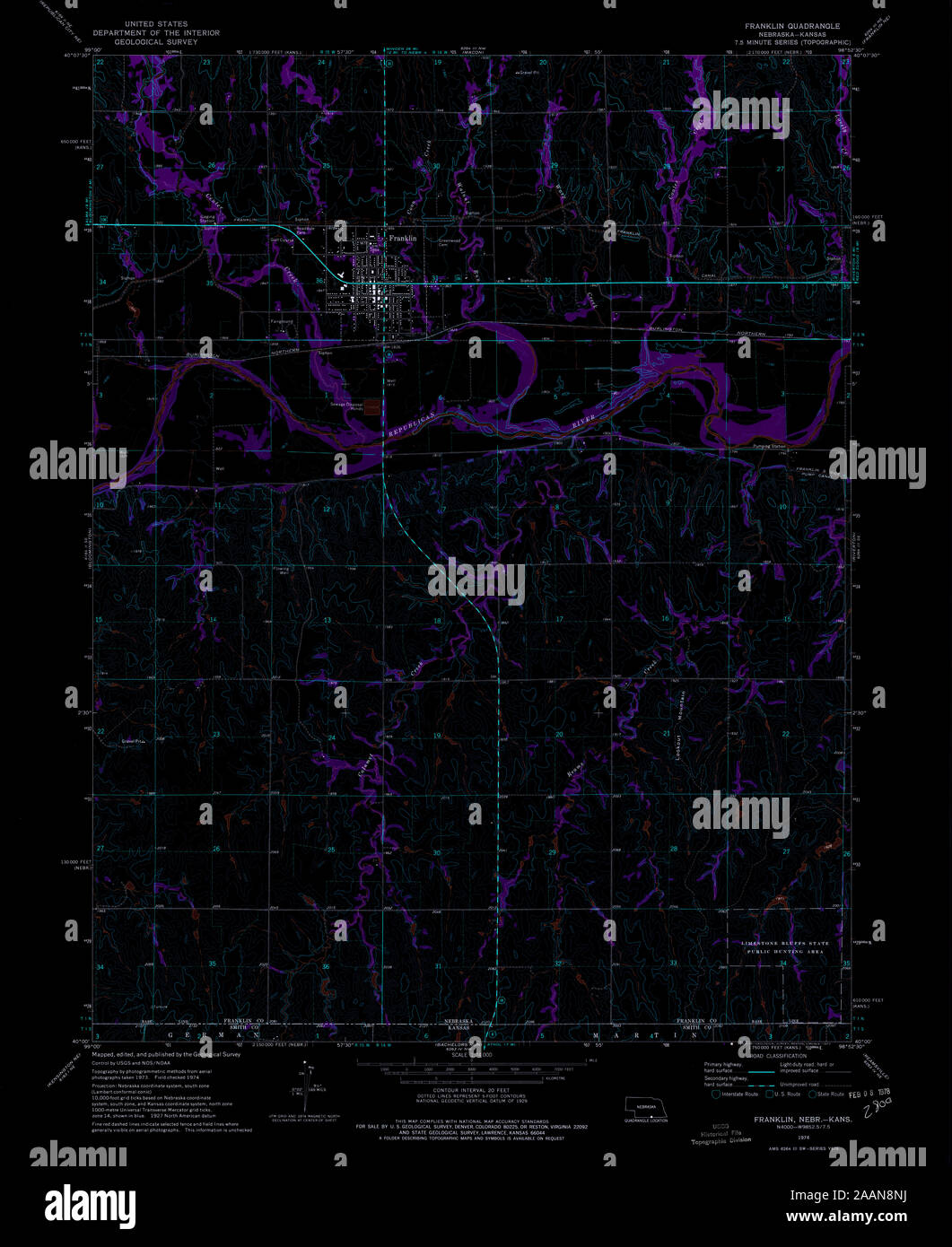 Map of franklin nebraska hires stock photography and images Alamy