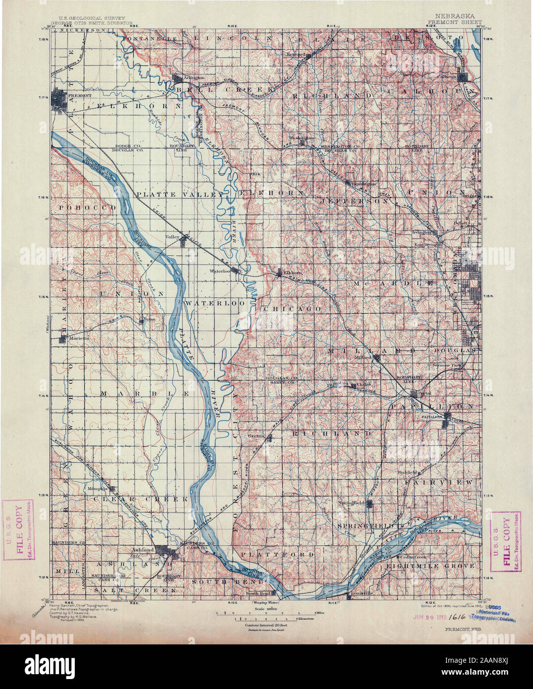 Usgs Topo Map Nebraska Ne Fremont 317801 1896 125000 Restoration 2AAN8XJ 