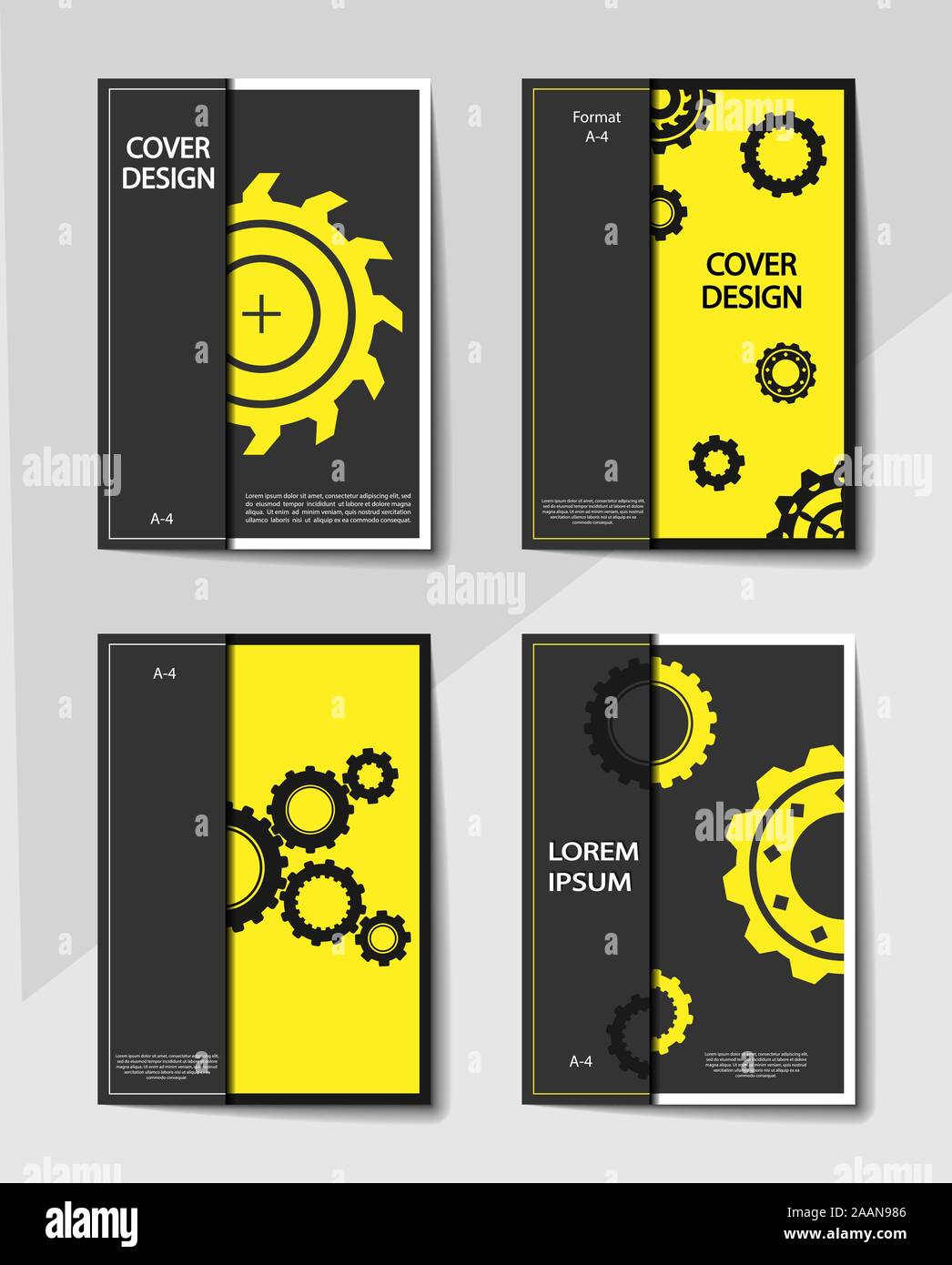 Editable cover design, A4 format. Abstract background with gears for the design of the cover