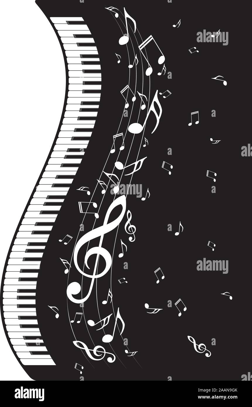 Abstract illustration of a piano keys with musical notes background Stock  Vector Image & Art - Alamy