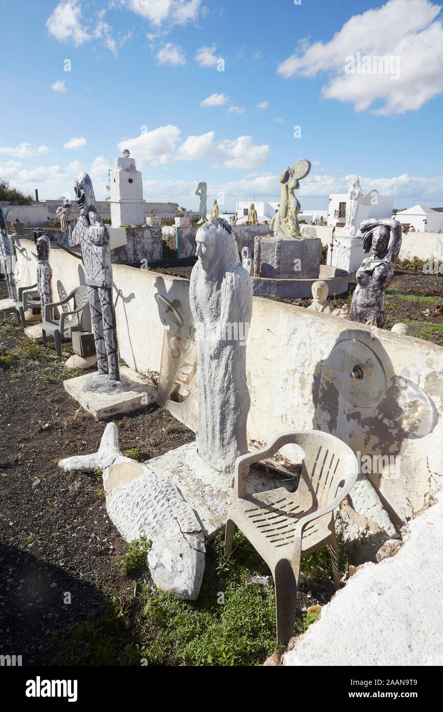 Garden art statues, Obscure Point Of Horror Modern Art, Villa de Teguise, Lanzarote, Spain Stock Photo