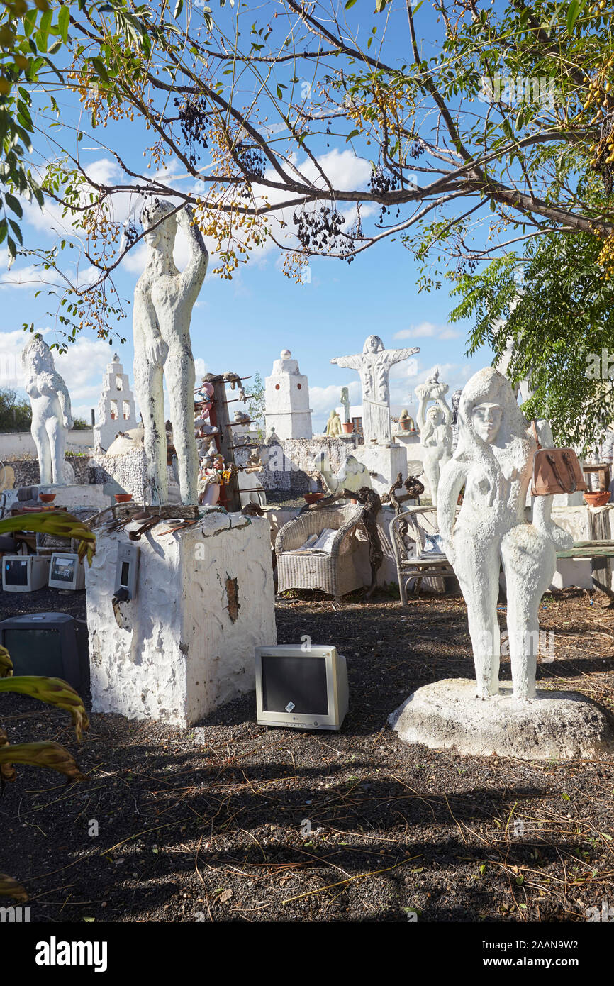 Garden art statues, Obscure Point Of Horror Modern Art, Villa de Teguise, Lanzarote, Spain Stock Photo