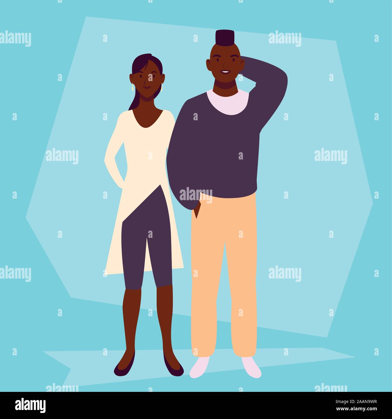 People Smiling Vector couple of people smiling standing vector illustration design Stock ...