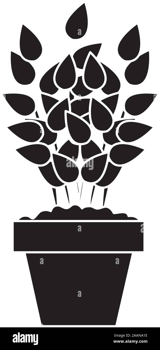 silhouette of plant in house pot isolated icon Stock Vector Image & Art ...