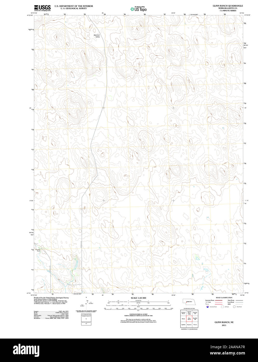 USGS TOPO Map Nebraska NE Glinn Ranch 20111107 TM Restoration Stock ...