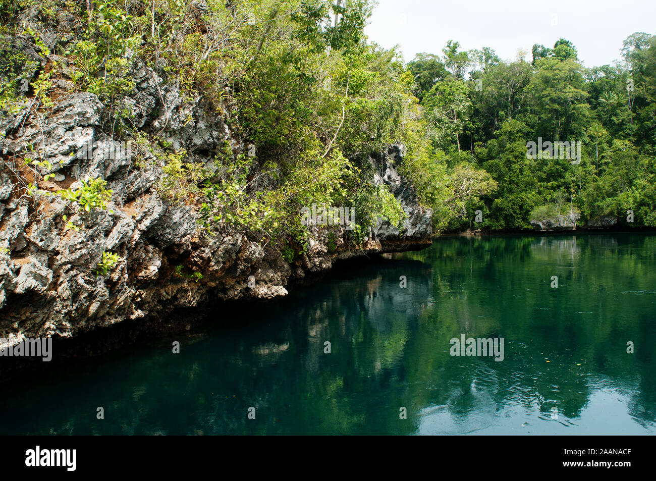 Scenic view of Passage chanel between Gam and Waigeo Island, Raja Ampat, West Papua Indonesia. Stock Photo