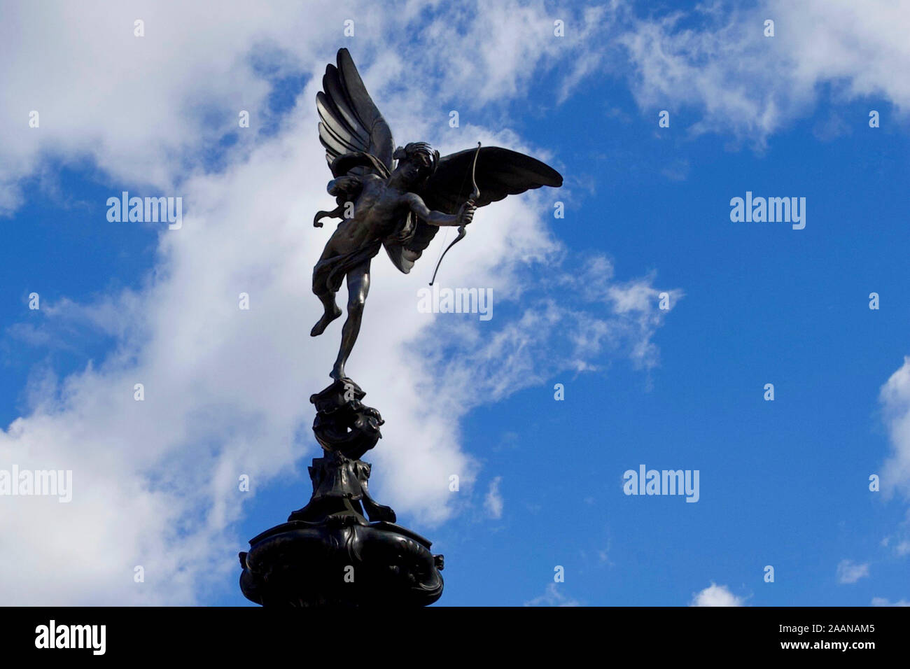 Anteros, The Angel of Christian Charity, Shaftesbury Memorial Fountain, Piccadilly Circus, City of Westminster. London, England. Stock Photo