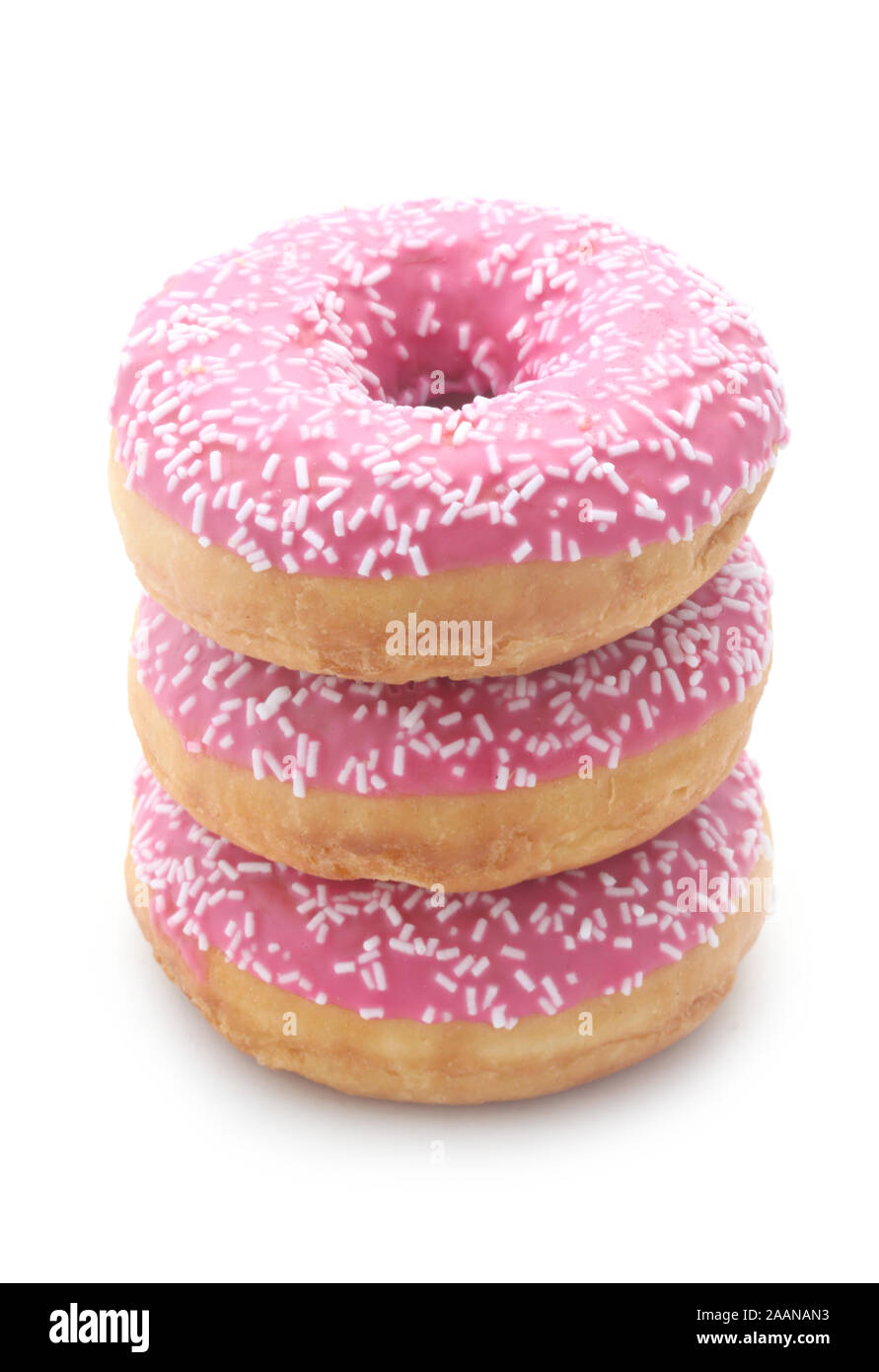 Pink Doughnuts Isolated On White Stock Photo