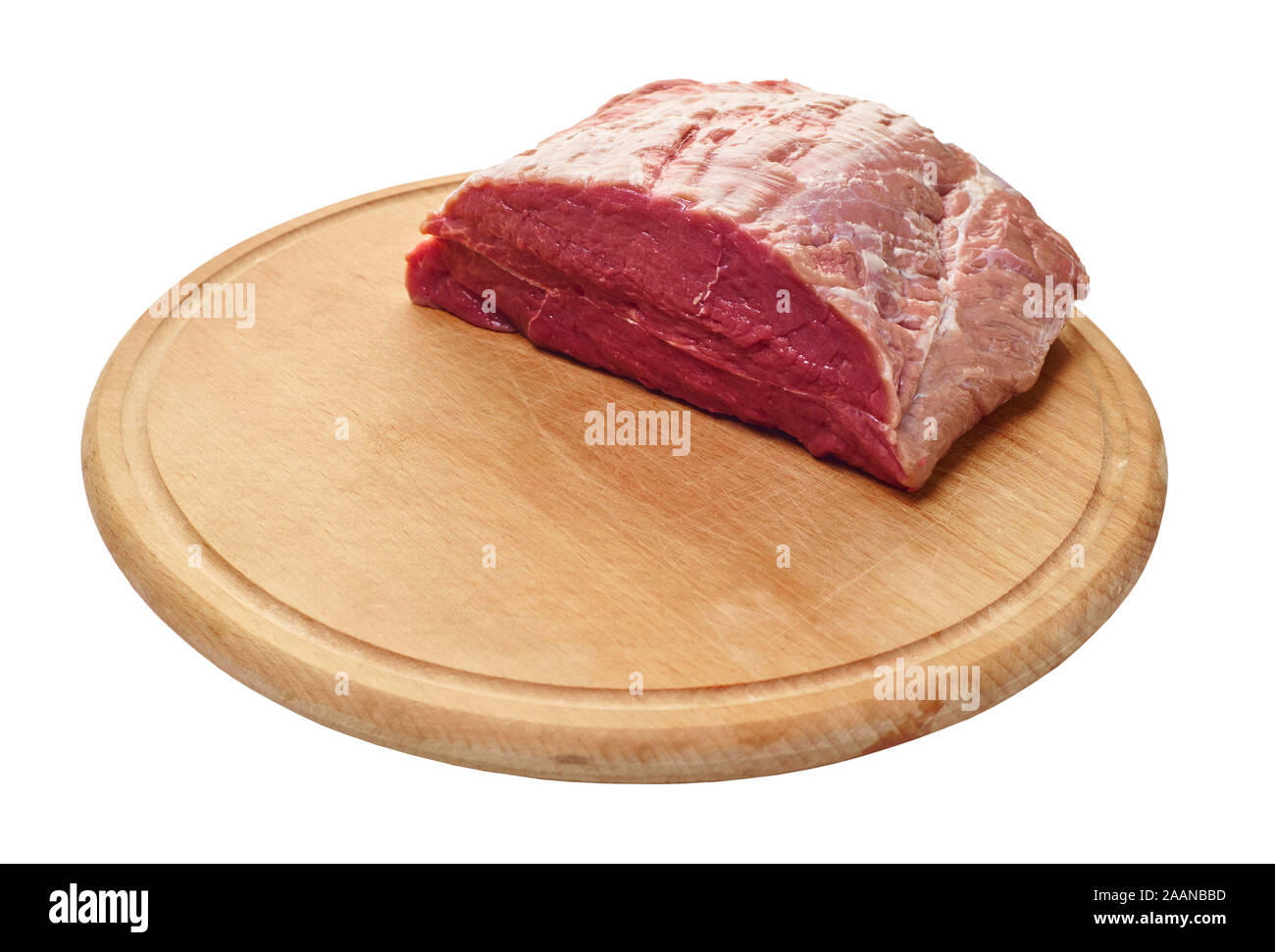 fresh raw meat on board, white isolated background Stock Photo - Alamy