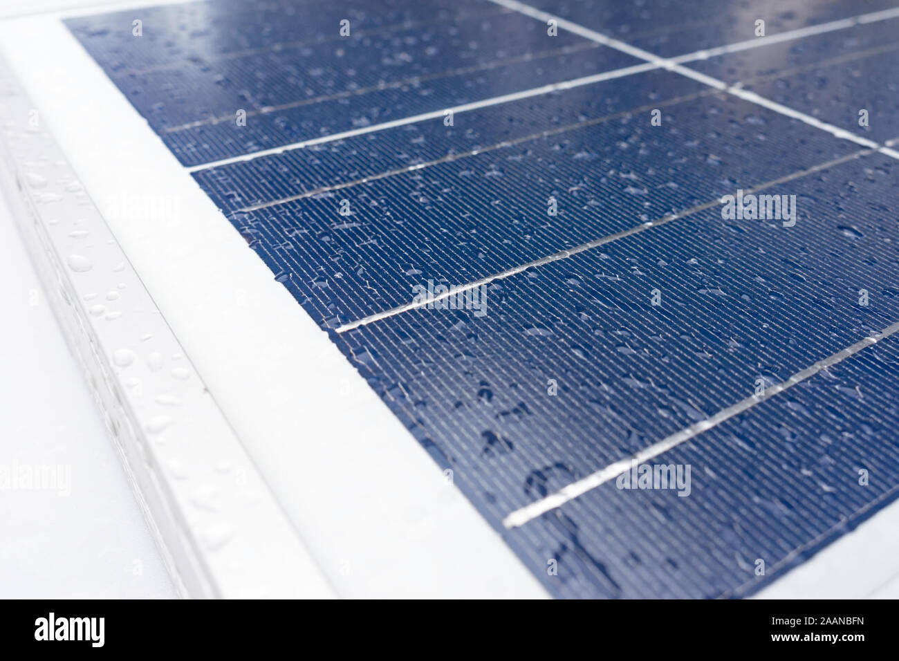 Solar panel under rain, all-weather photovoltaic module for generating green electrical energy Stock Photo