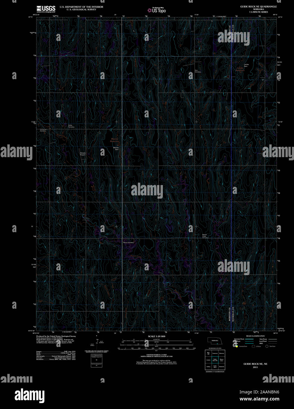 USGS TOPO Map Nebraska NE Guide Rock NE 20111109 TM Inverted
