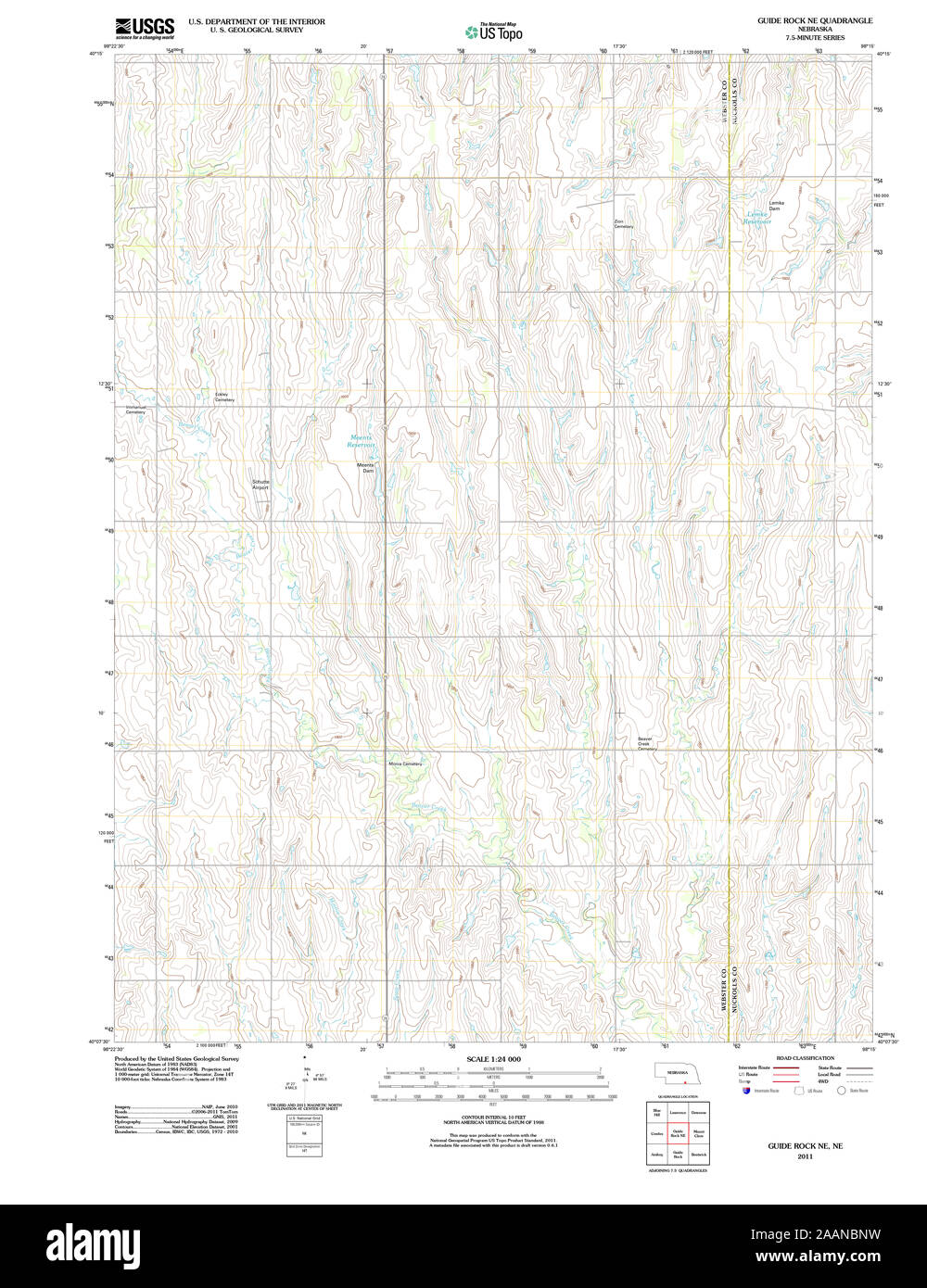 USGS TOPO Map Nebraska NE Guide Rock NE 20111109 TM Restoration Stock