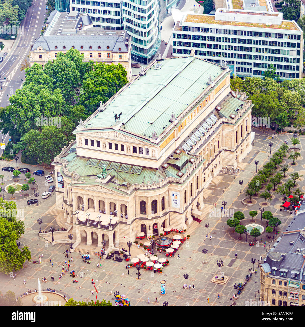 Frankfurt Um Main, Germany 21-July-2018 - Above view of the building of Old Opera /Alte Opera/. Stock Photo