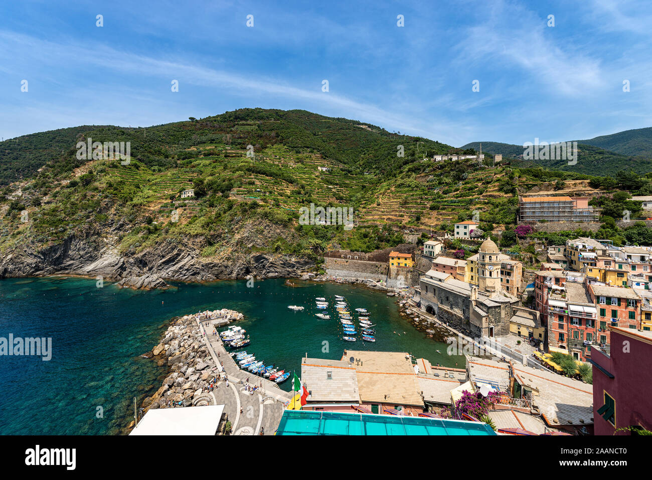 Aerial View Of The Port Of The Vernazza Village Cinque Terre