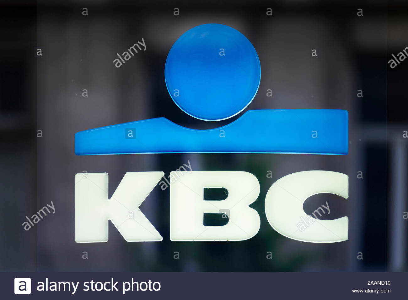 Signboard With Logo Of Kbc Bank Stock Photo Alamy