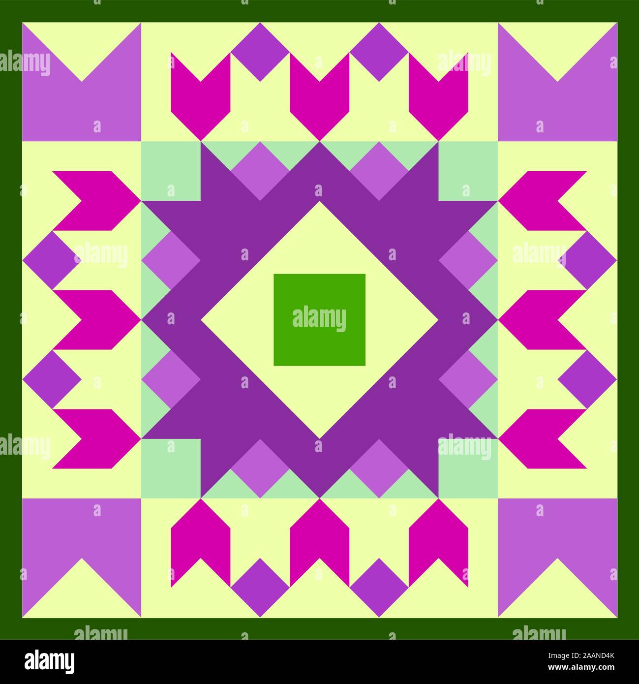 Barn quilt pattern, Amish Patchwork design, Abstract geometric tiled trail Vector illustration Stock Vector