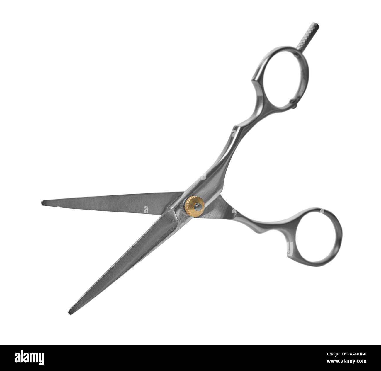new hairdresser scissors on a white isolated background Stock Photo Alamy