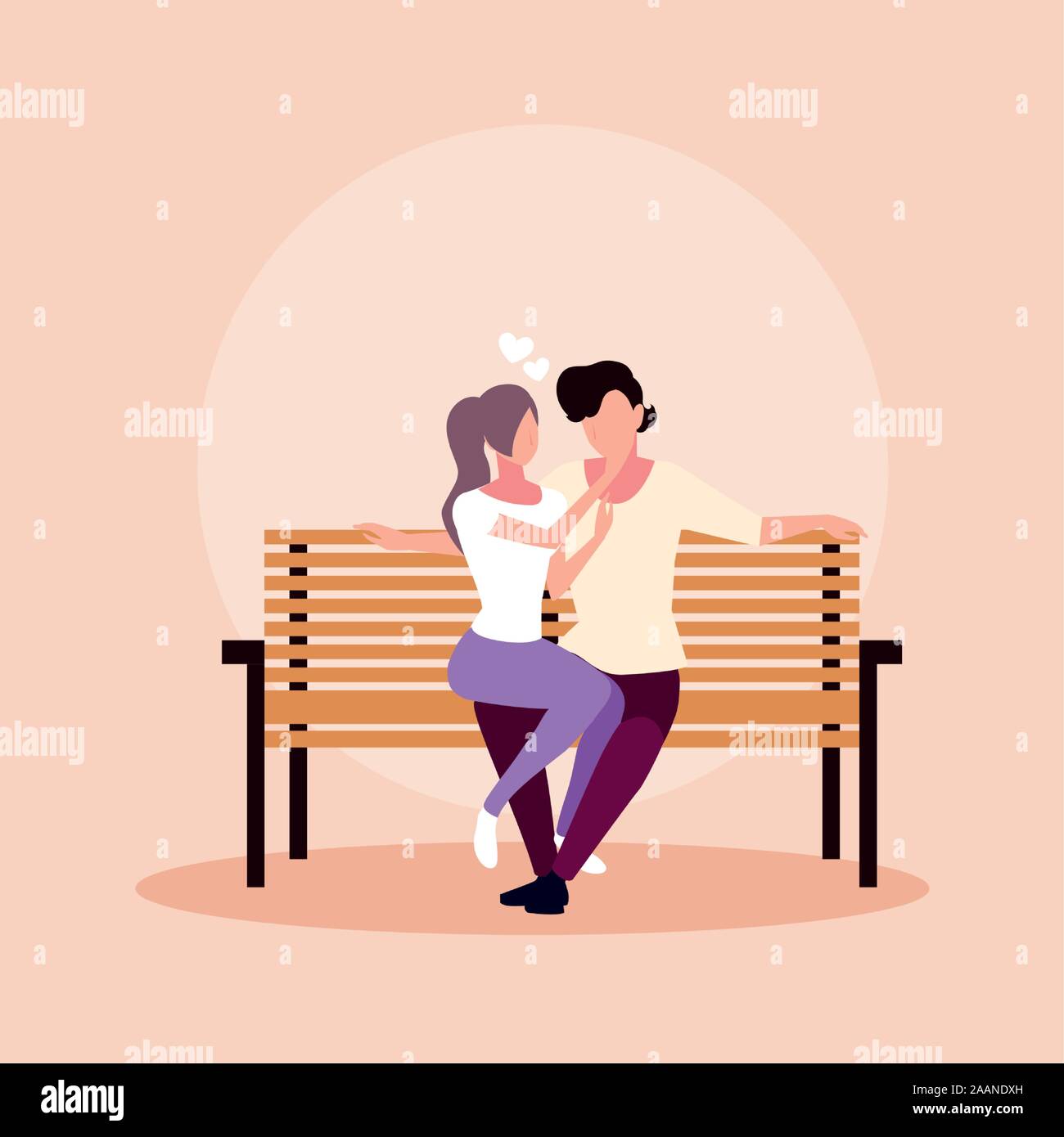 couple of people in love sitting in the park chair vector illustration ...