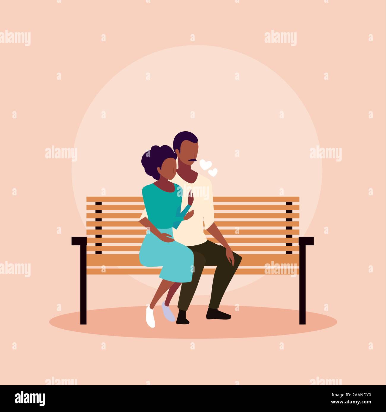 couple of people in love sitting in the park chair vector illustration ...