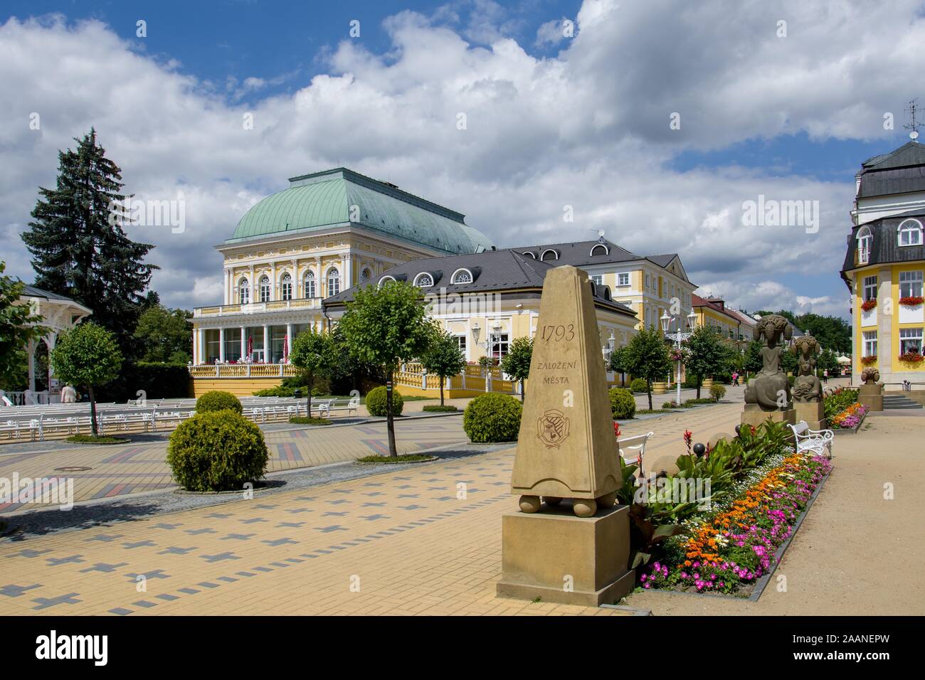Center of small spa town Frantiskovy Lazne (Franzensbad) in west part of Czech Republic (region Karlovy Vary) Stock Photo