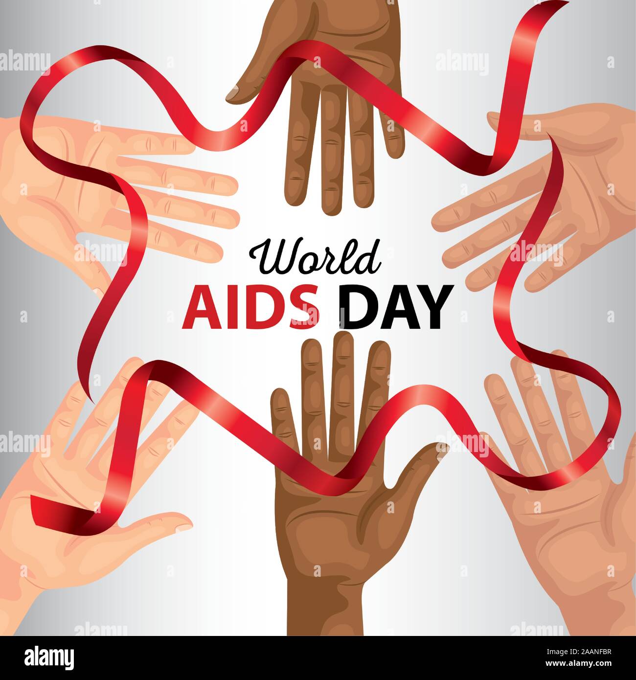 poster world aids day with hands and ribbon Stock Vector Image & Art