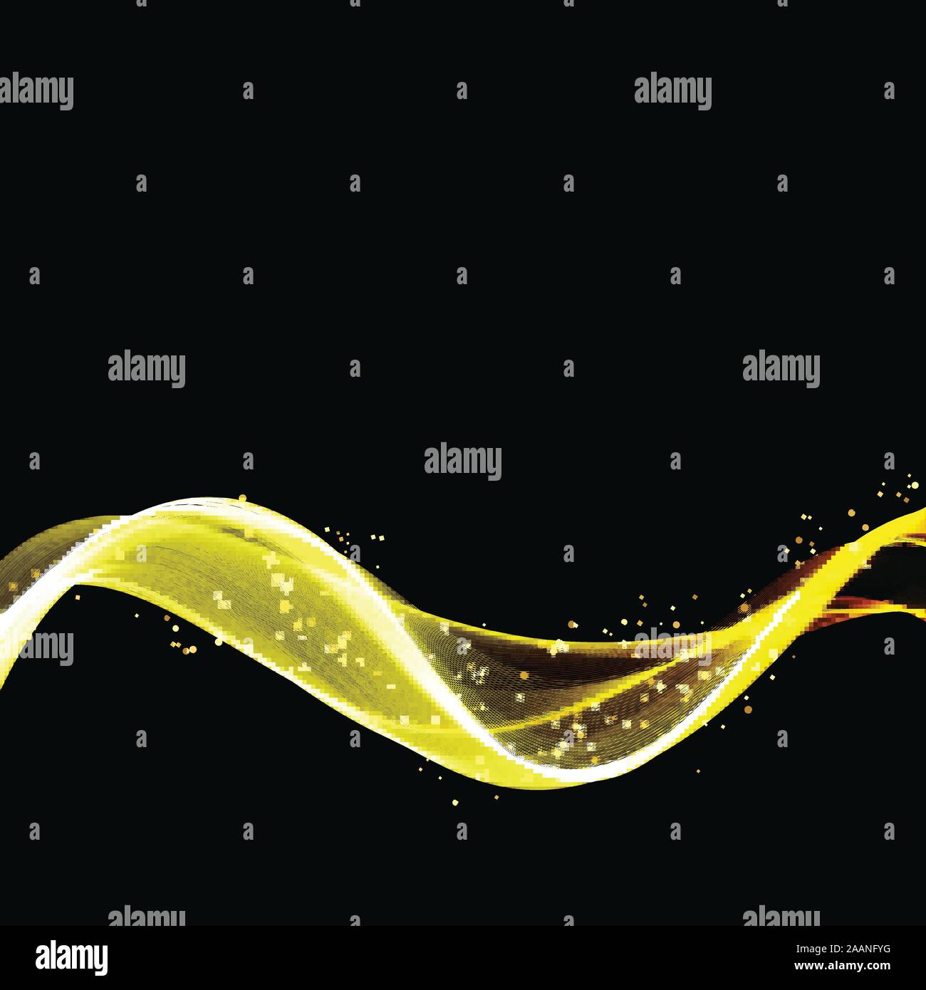 Vector Abstract shiny color gold wave design element with glitter