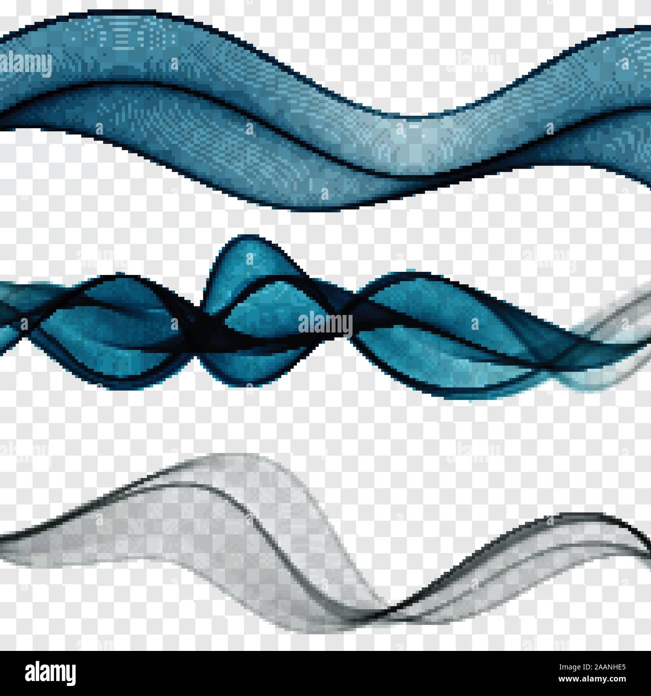 Blue wave. Wave blue. Abstract background wave of water or smoke.Set Stock Vector