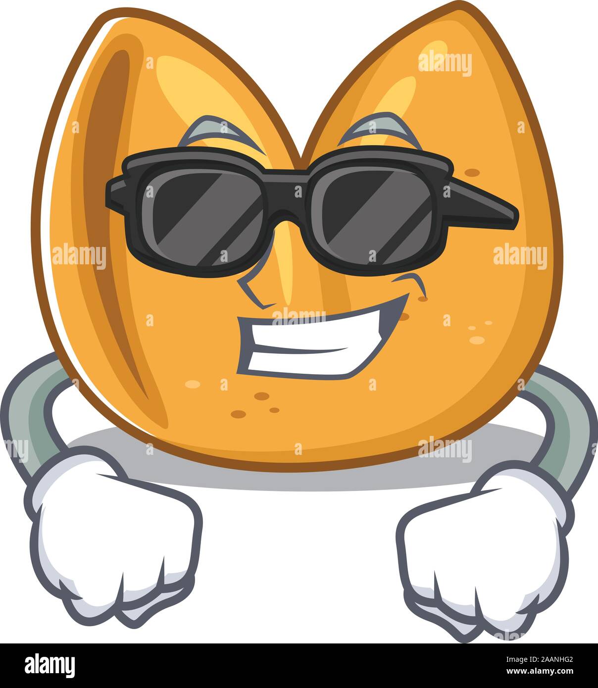 Super cool fortune cookie character wearing black glasses Stock Vector