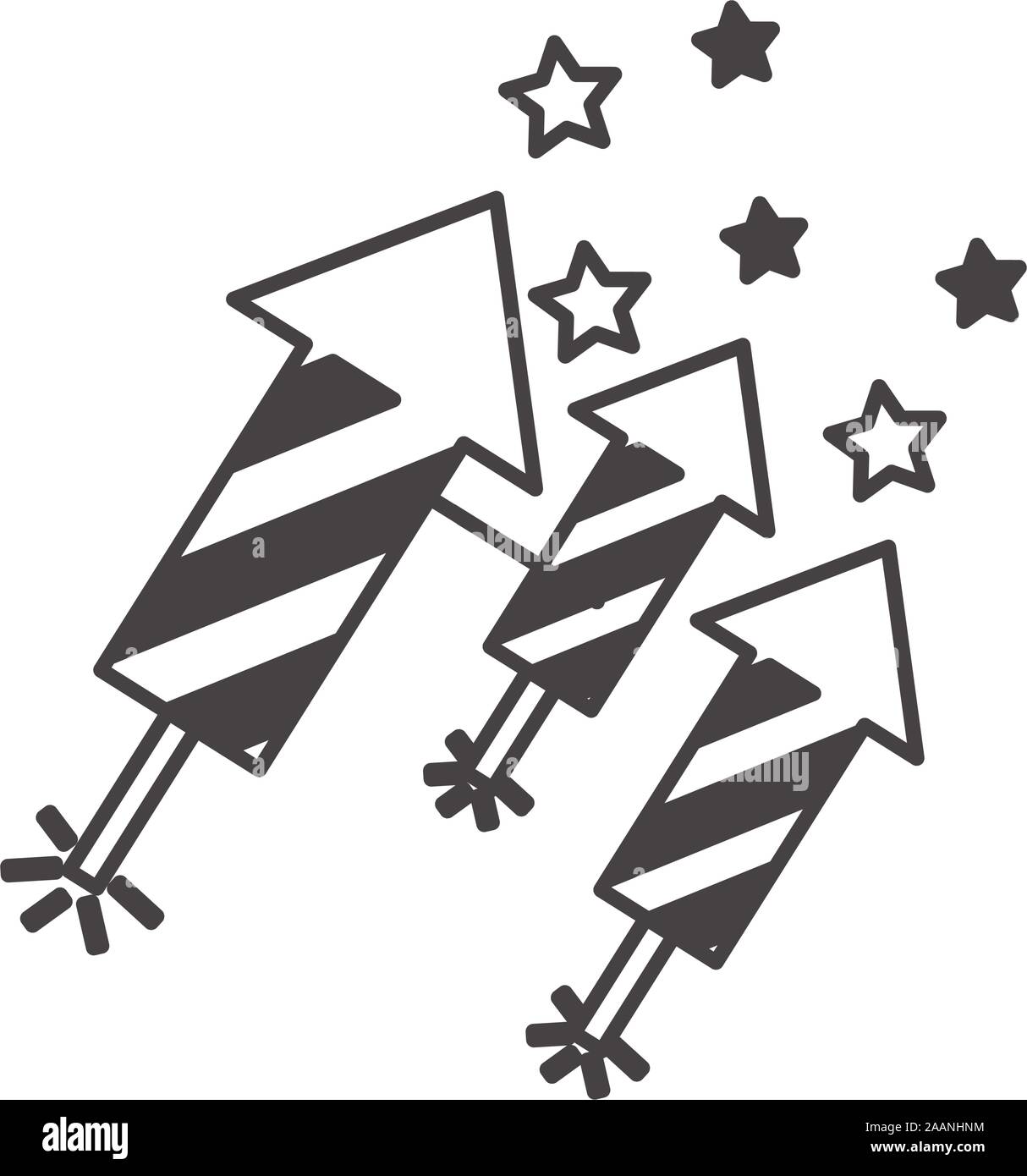 firework rockets flat style icons Stock Vector