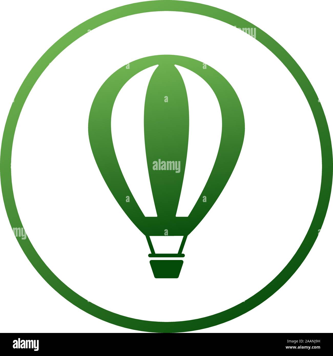 hot air balloon flat icon with green circle background , vector ...