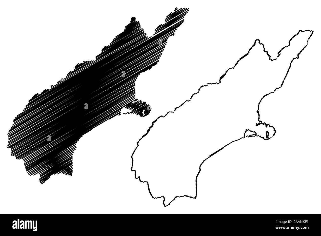 Canterbury Region (Regions of New Zealand, South Island) map vector illustration, scribble sketch Canterbury map Stock Vector