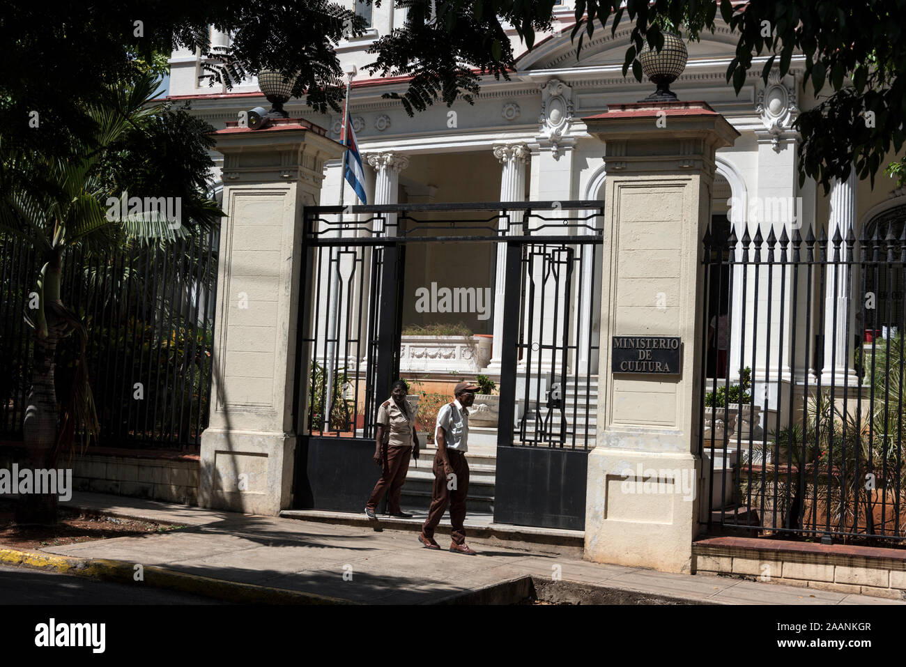 Cuban Ministry of Culture- Ministerio de cultura:  Ave: Carlos Manuel de Cspedes 258 Calle 2 in Havana, Cuba Stock Photo